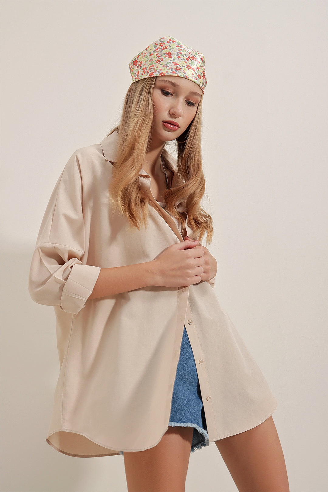 Bigdart 3900 Chemise de base oversize longue - Crème