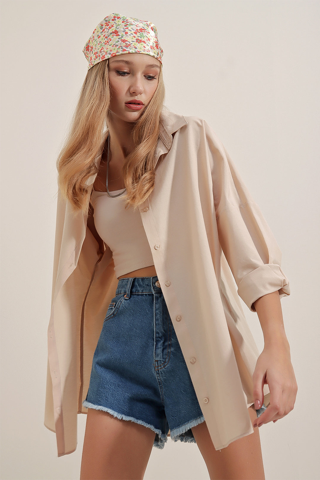 Bigdart 3900 Chemise de base oversize longue - Crème