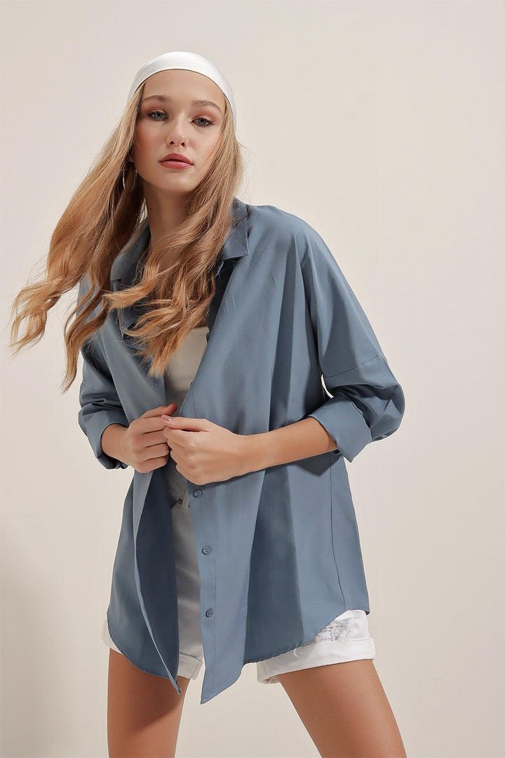 Bigdart 3900 Chemise Longue Basique Oversize - Indigo
