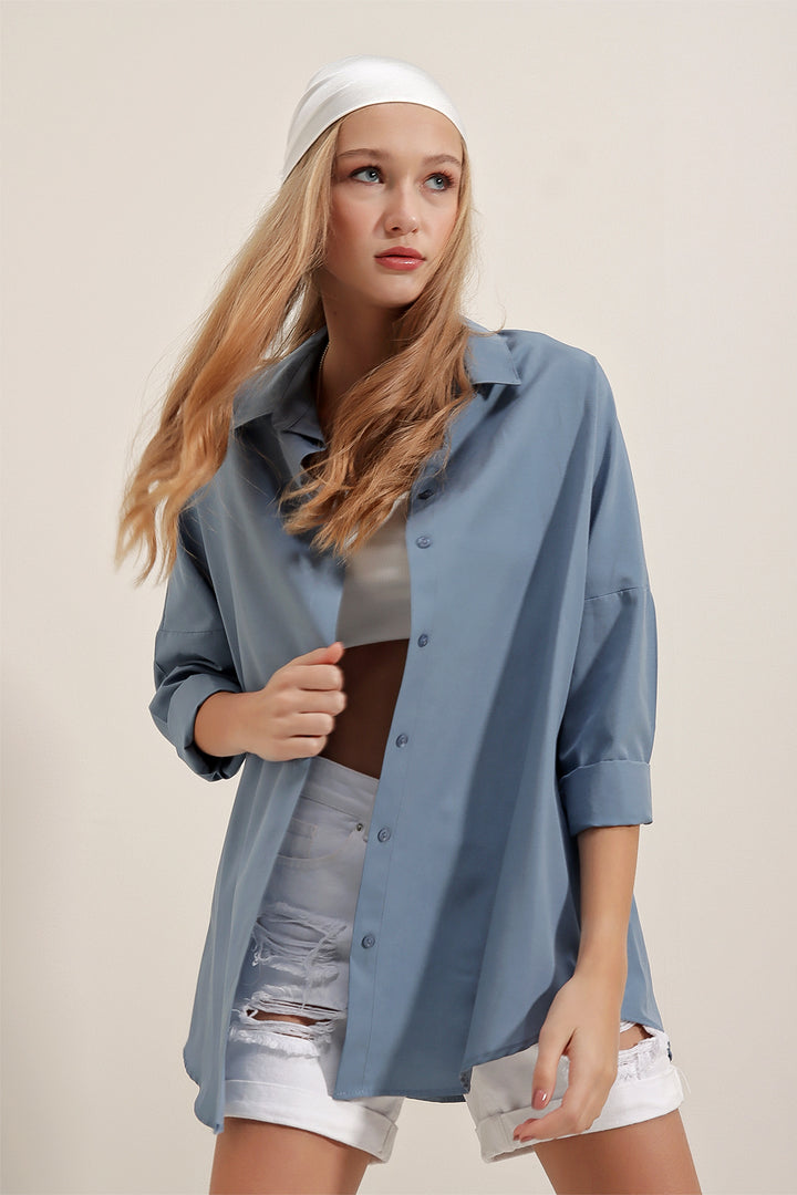 Bigdart 3900 Chemise Longue Basique Oversize - Indigo
