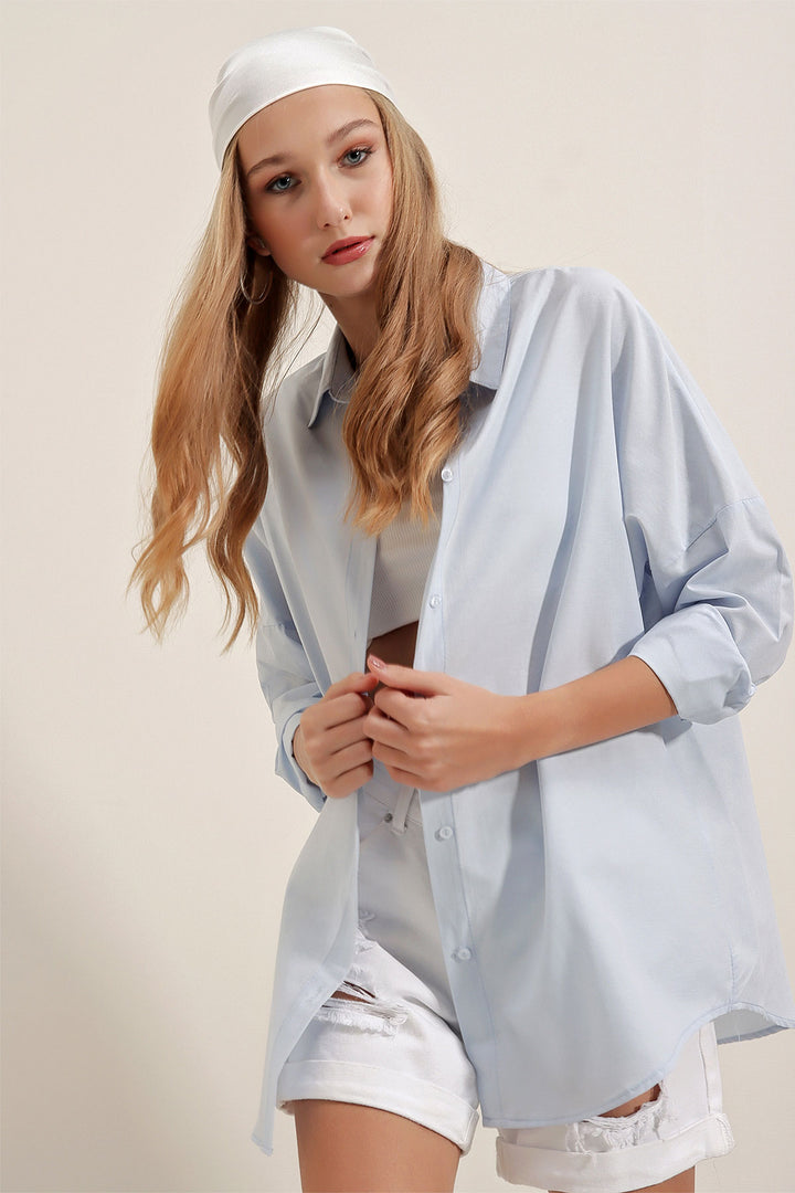 Bigdart 3900 Chemise Longue Basique Oversize - Bleu clair
