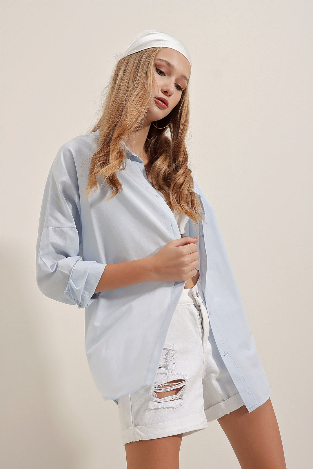 Bigdart 3900 Chemise Longue Basique Oversize - Bleu clair