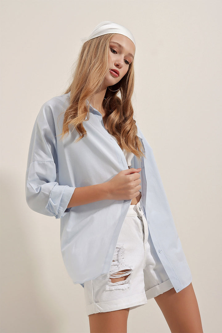 Bigdart 3900 Chemise Longue Basique Oversize - Bleu clair