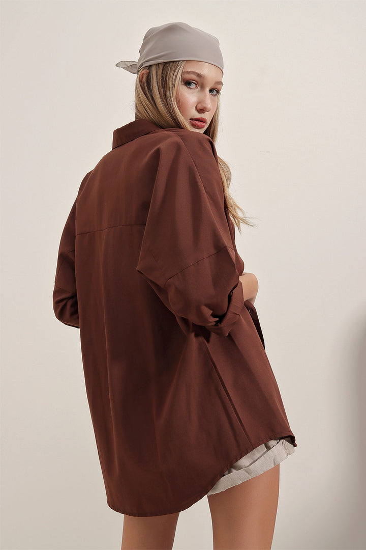 Bigdart 3900 Chemise Basique Longue Oversize - Marron