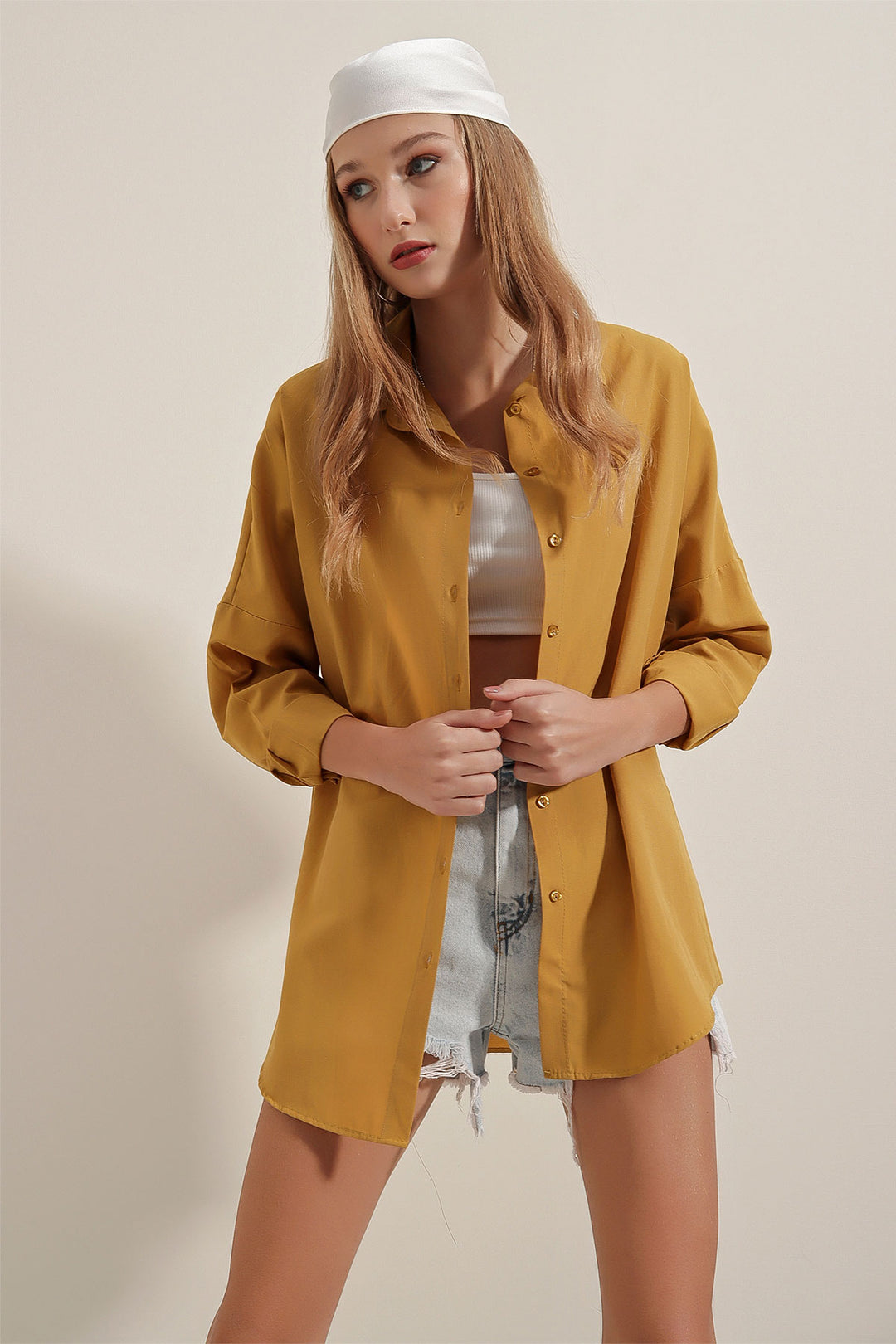 Bigdart 3900 Chemise Basique Longue Oversize - Moutarde