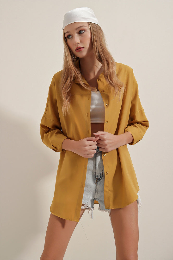Bigdart 3900 Chemise Basique Longue Oversize - Moutarde