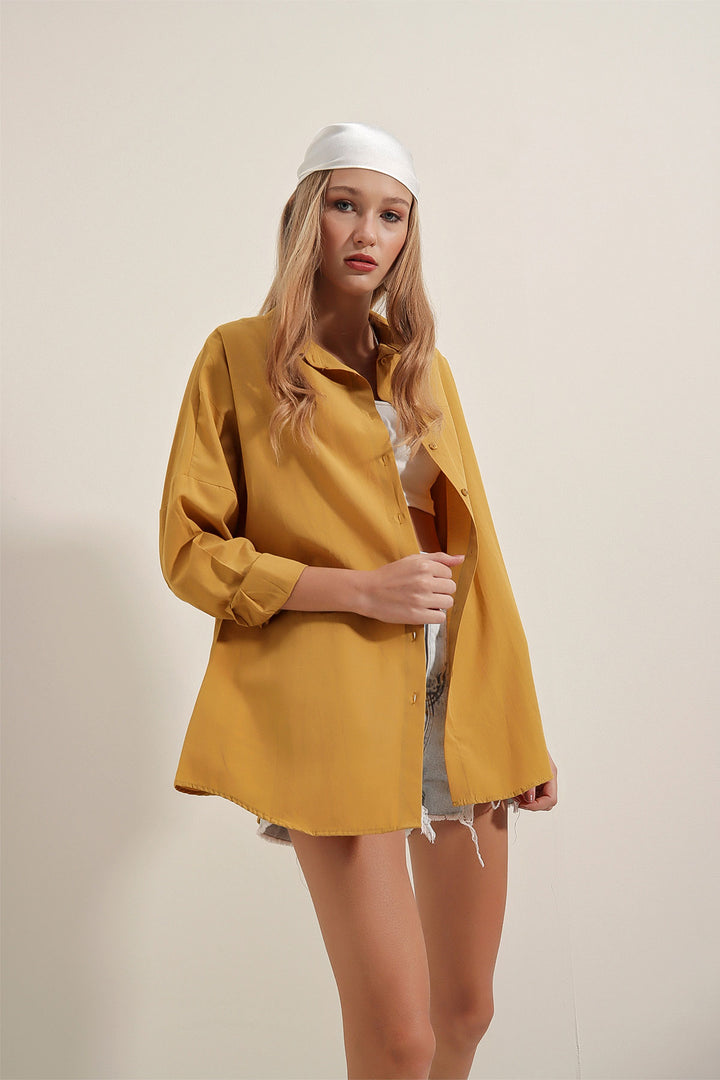 Bigdart 3900 Chemise Basique Longue Oversize - Moutarde