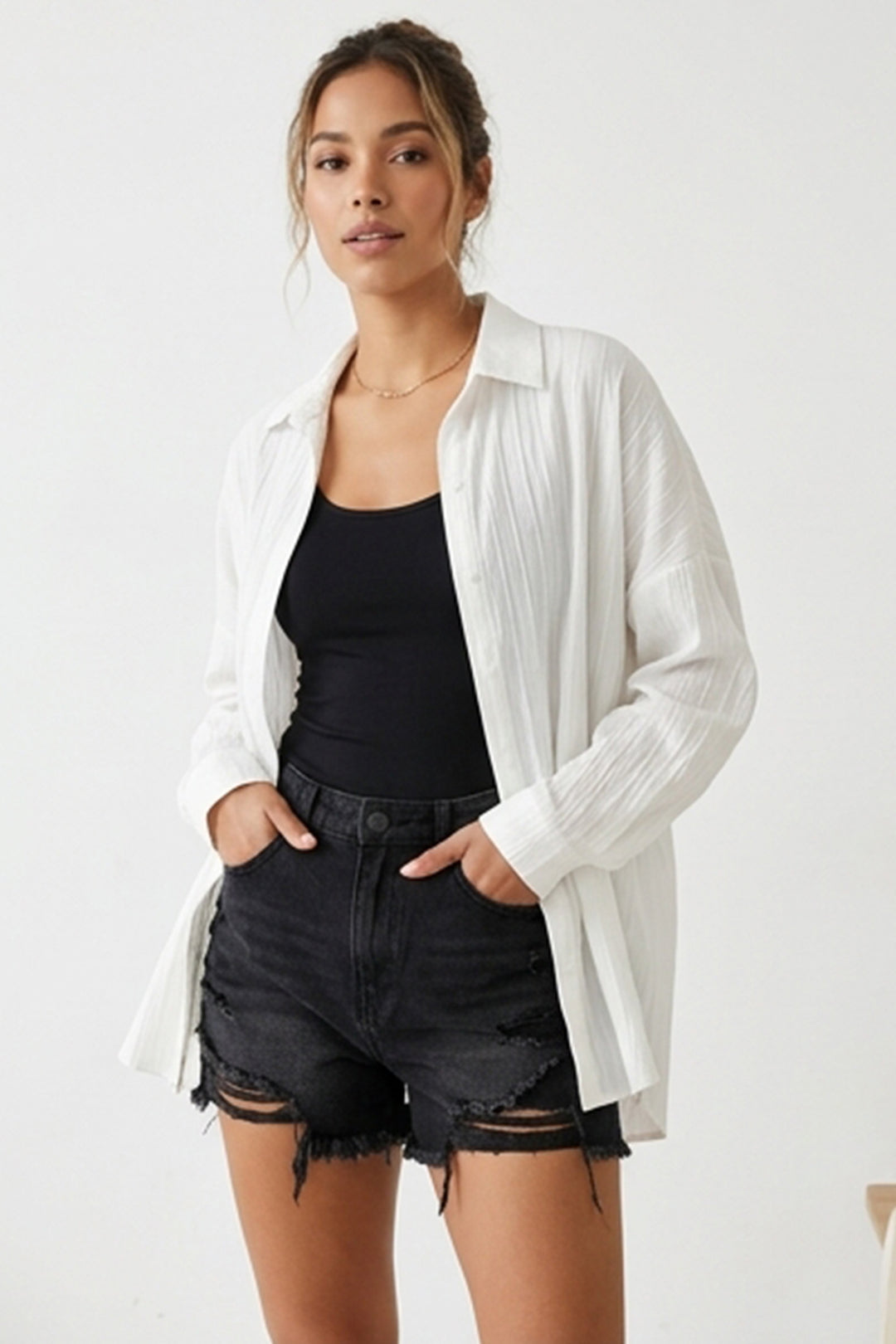 Bigdart 3900 Chemise Basique Longue Oversize - Blanc