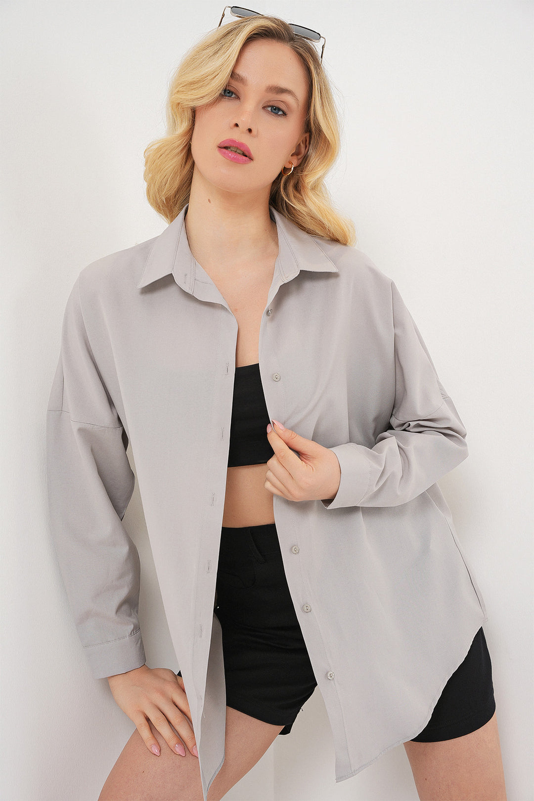 Bigdart Chemise basique longue oversize 3900 - a.Gris