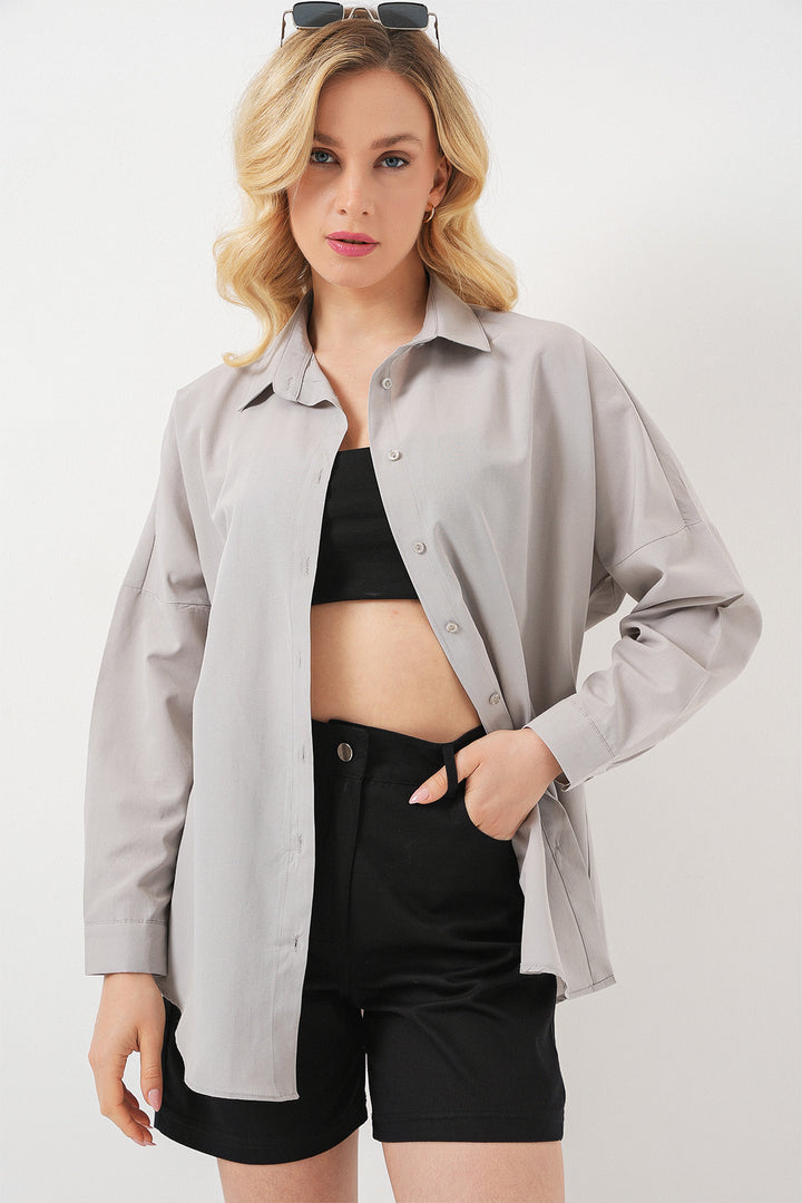 Bigdart Chemise basique longue oversize 3900 - a.Gris