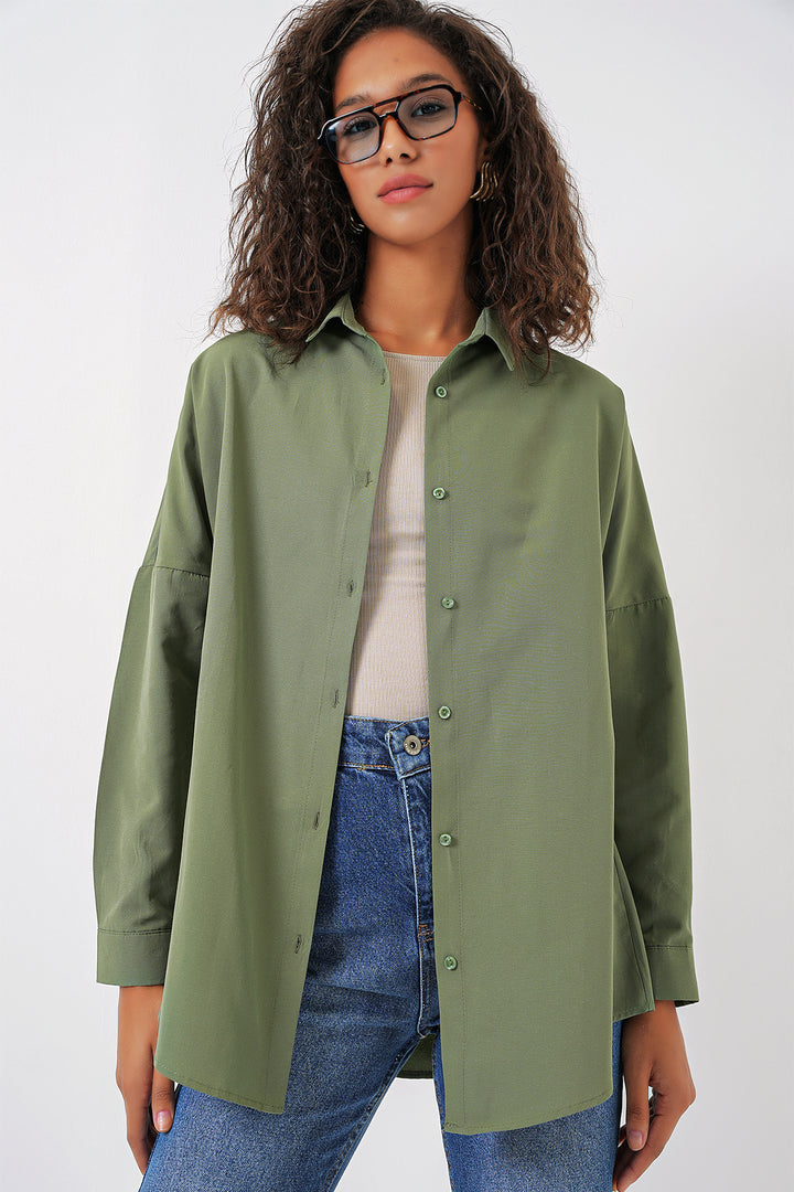 Bigdart 3900 Chemise Longue Basique Oversize - Vert kaki