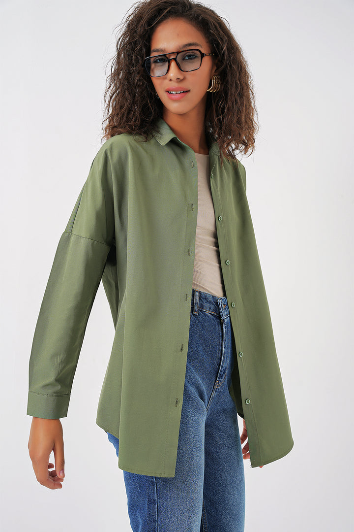 Bigdart 3900 Chemise Longue Basique Oversize - Vert kaki
