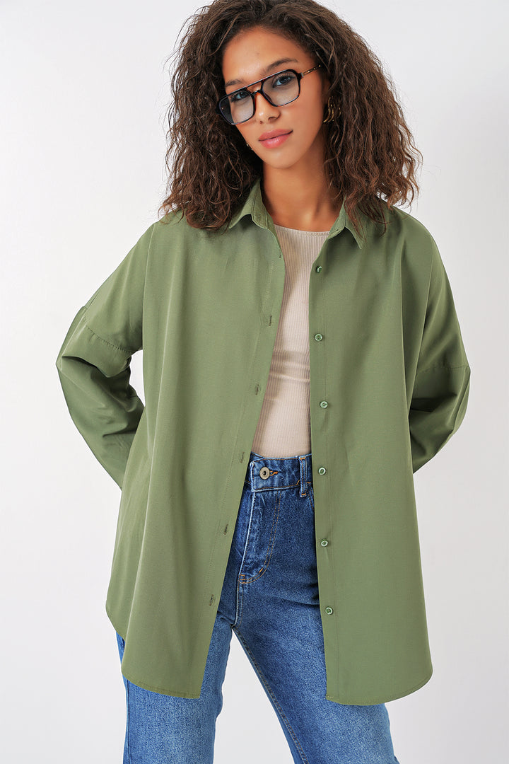 Bigdart 3900 Chemise Longue Basique Oversize - Vert kaki
