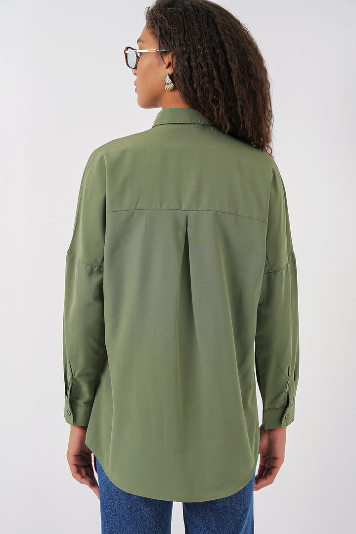 Bigdart 3900 Chemise Longue Basique Oversize - Vert kaki