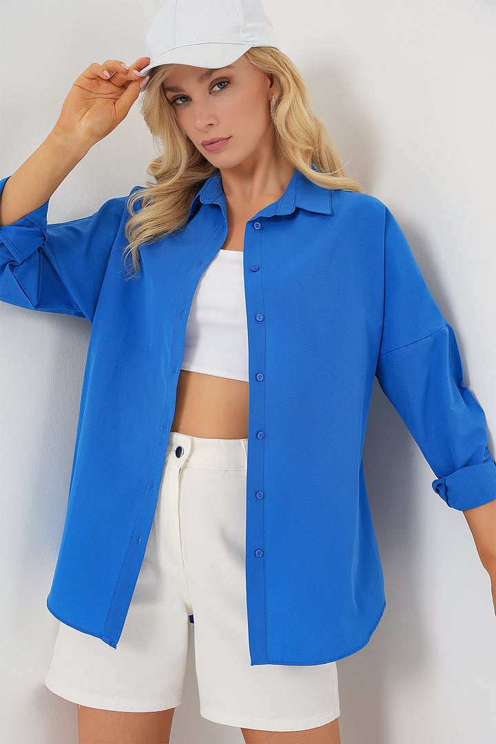 Bigdart 3900 Chemise Oversize Longue Basique - Bleu marine