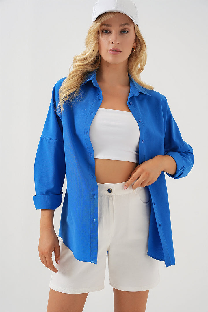 Bigdart 3900 Chemise Oversize Longue Basique - Bleu marine