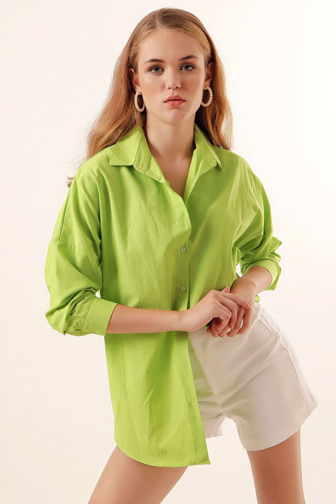 Bigdart 3900 Chemise basique longue oversize - çağla