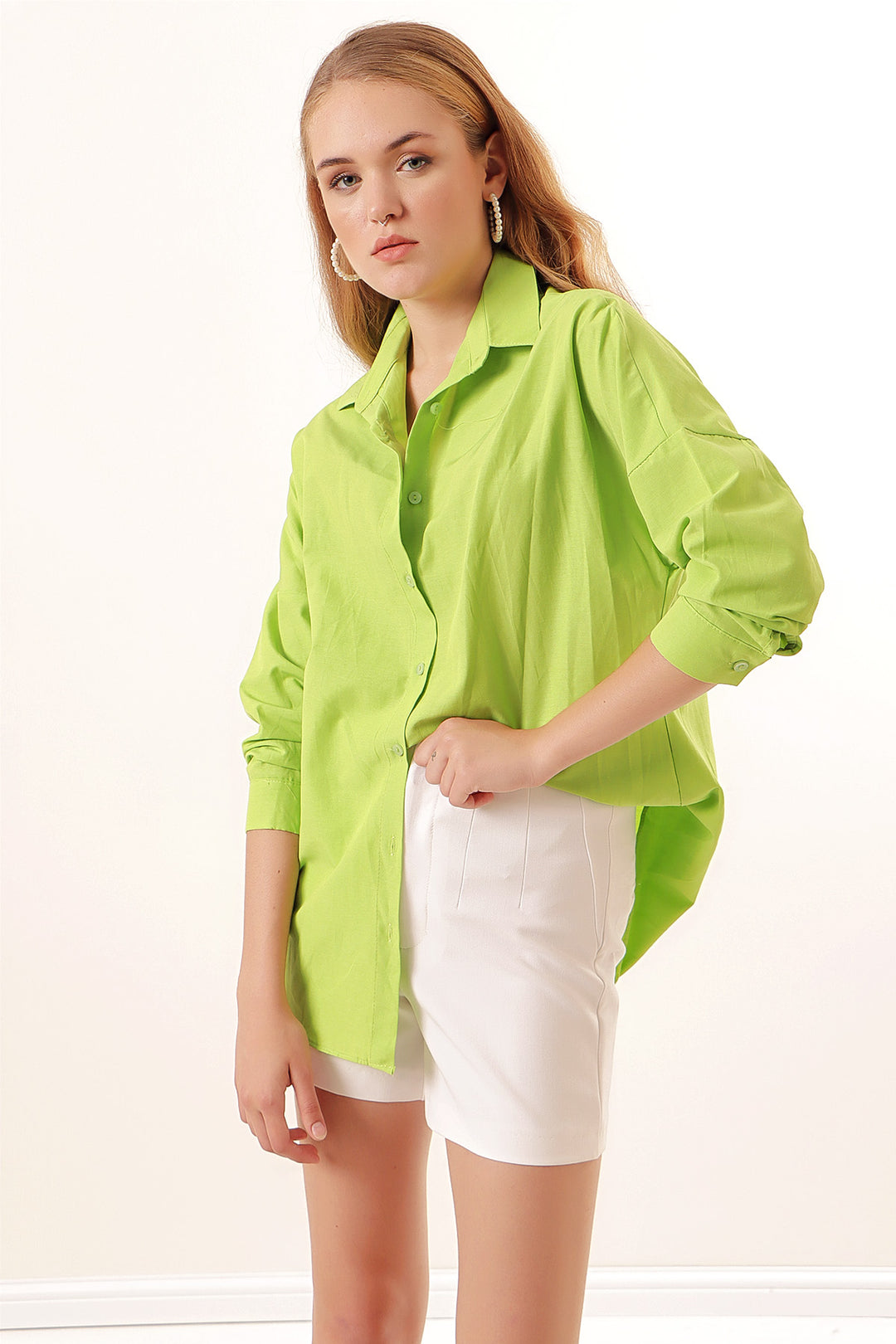 Bigdart 3900 Chemise basique longue oversize - çağla