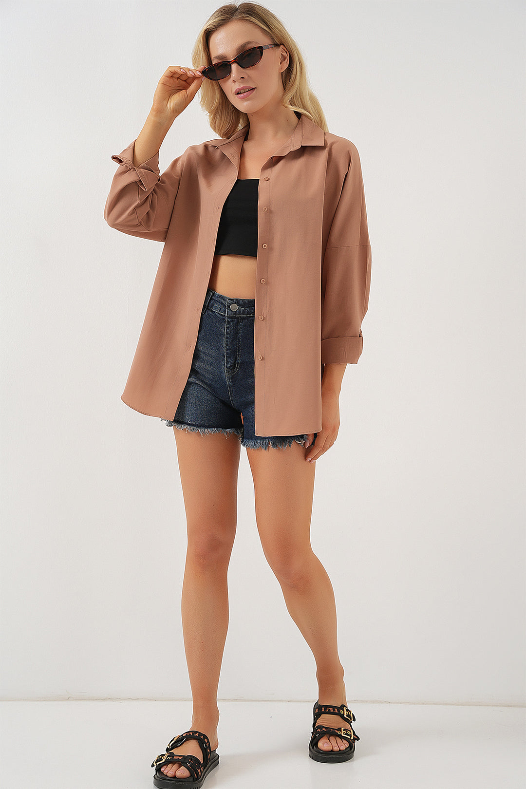 Bigdart 3900 Chemisier basique long oversize - Camel