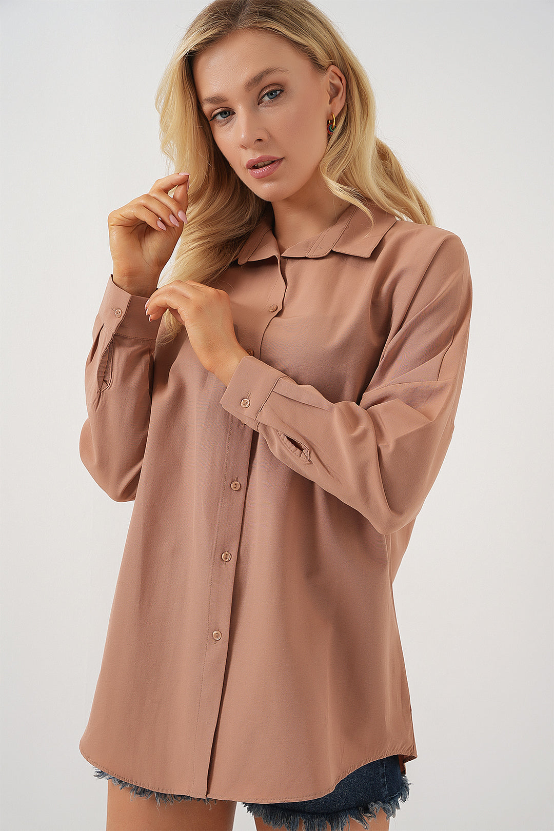 Bigdart 3900 Chemisier basique long oversize - Camel