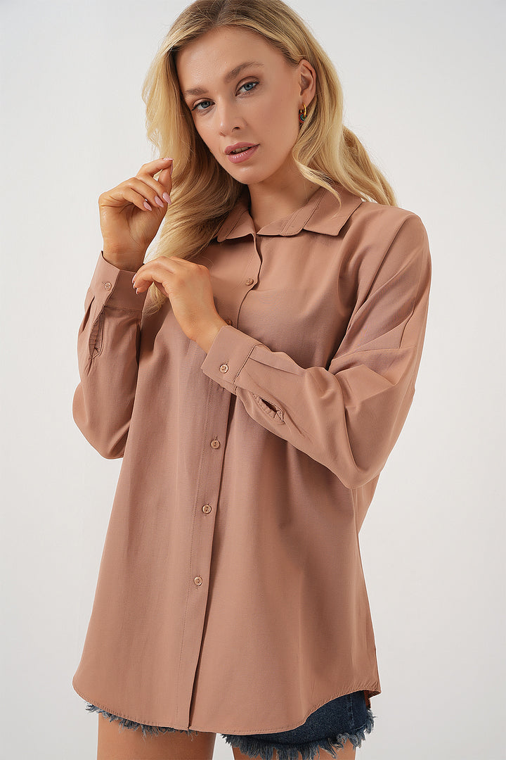 Bigdart 3900 Chemisier basique long oversize - Camel