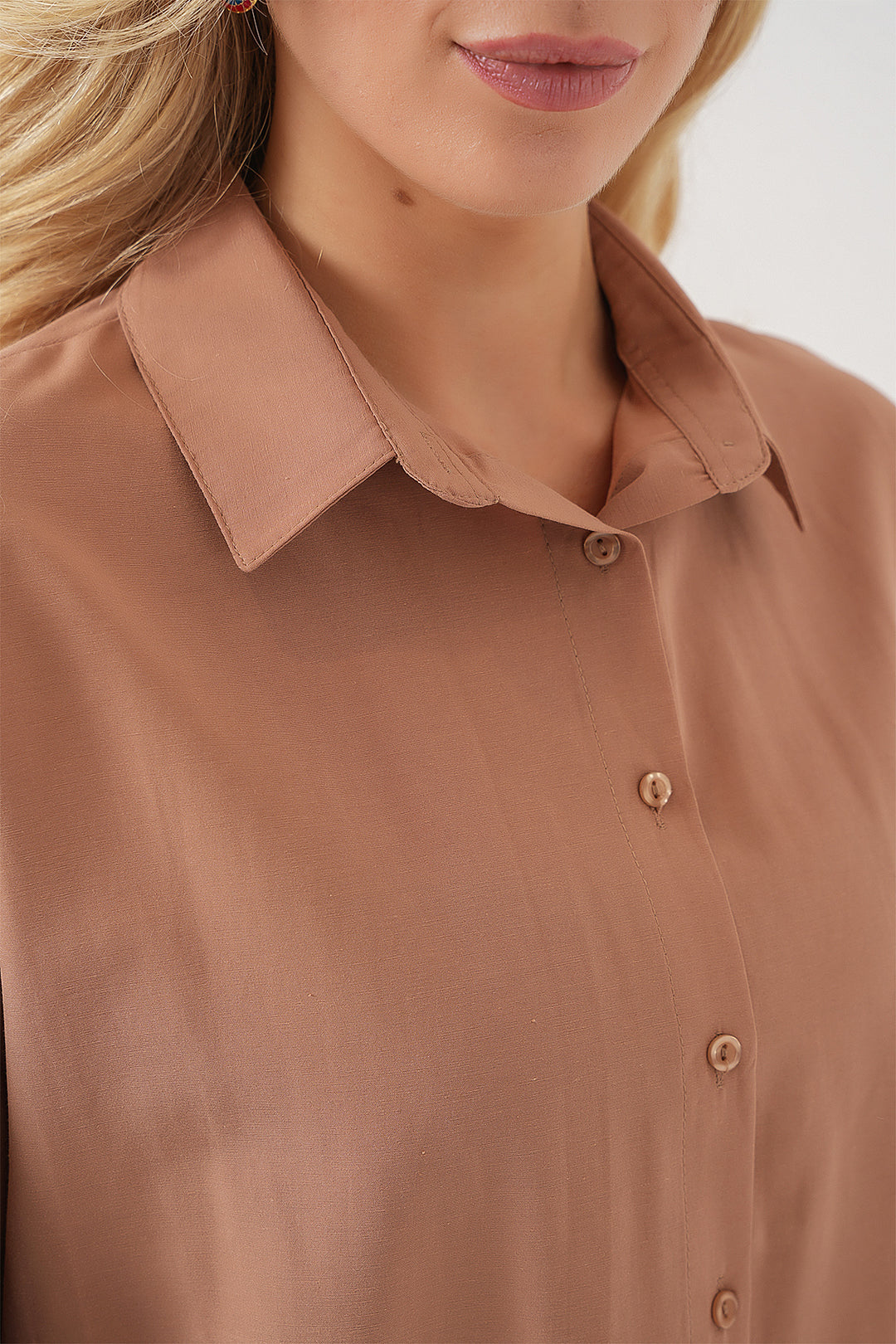 Bigdart 3900 Chemisier basique long oversize - Camel