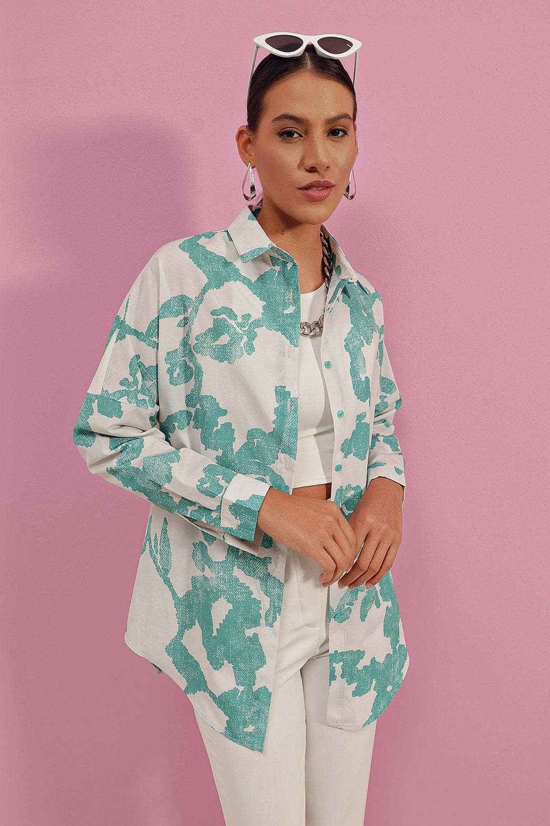 Bigdart Chemise basique oversize longue 3900 - d. Menthe