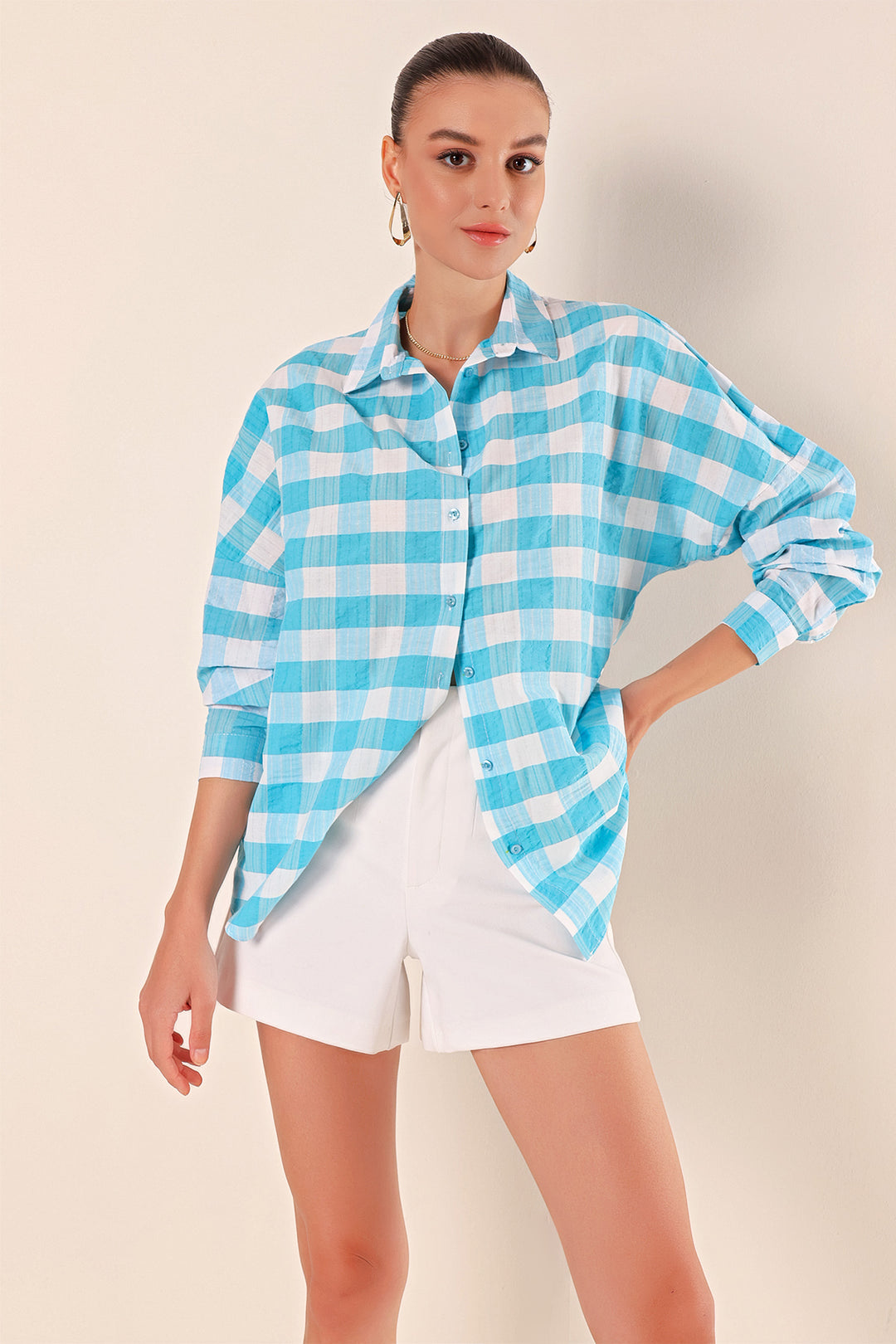 Bigdart 3900 Chemise basique longue oversize - Bleu