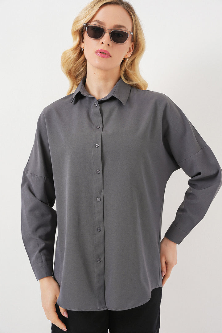 Bigdart Chemise Basique Longue Oversize Grise Femme 3900