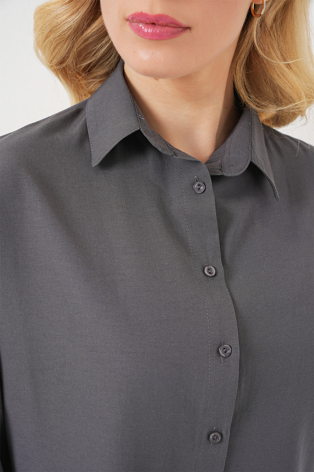 Bigdart Chemise Basique Longue Oversize Grise Femme 3900