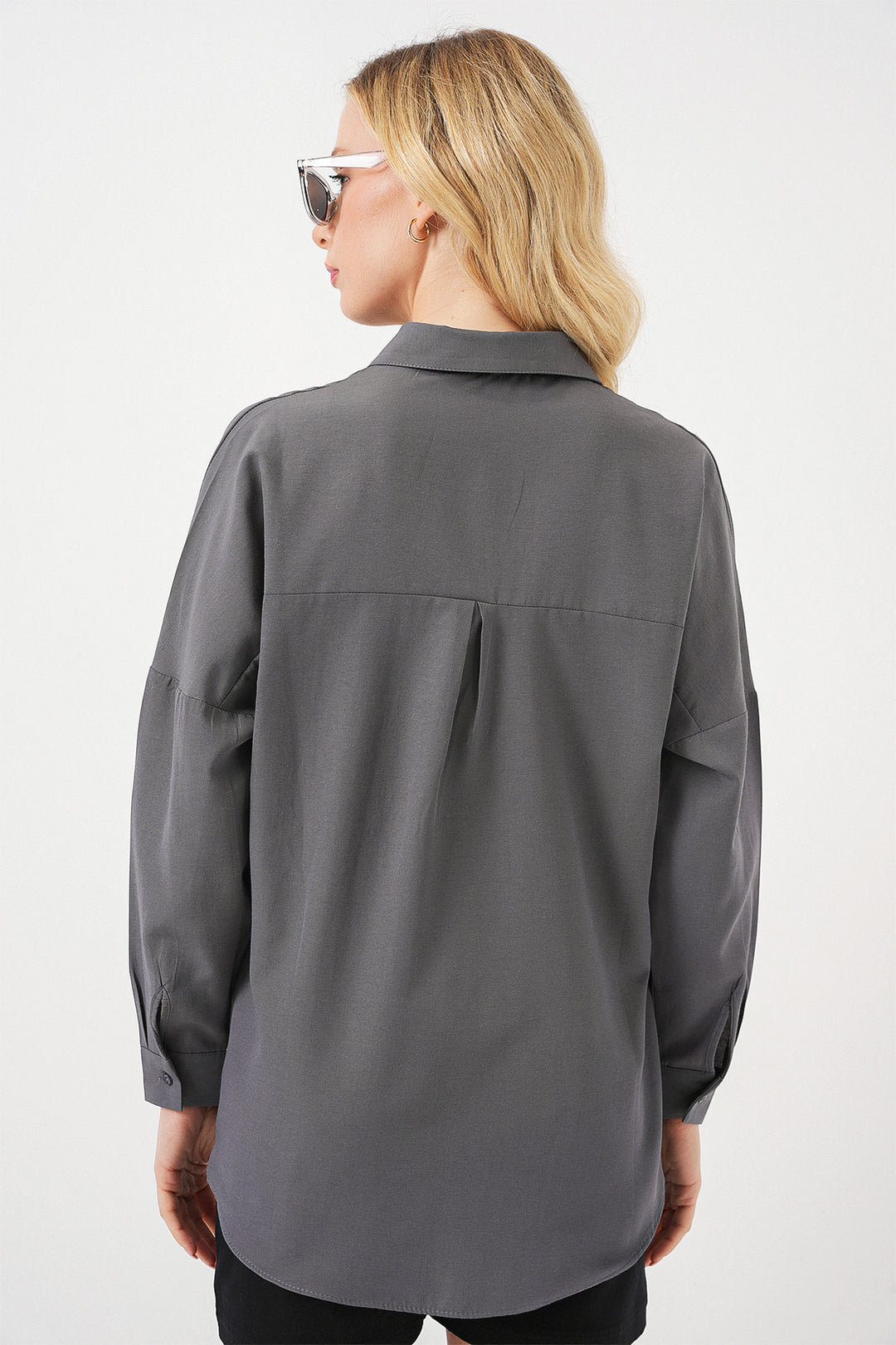 Bigdart Chemise Basique Longue Oversize Grise Femme 3900