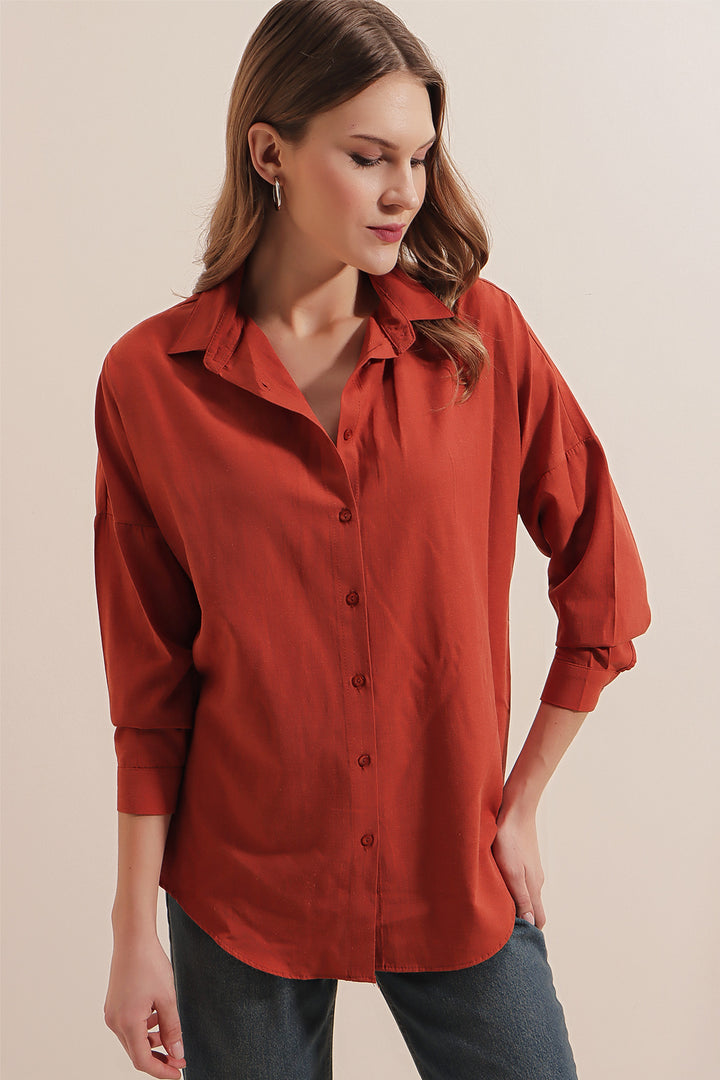 Bigdart Chemise basique oversize longue 3900 - Brique