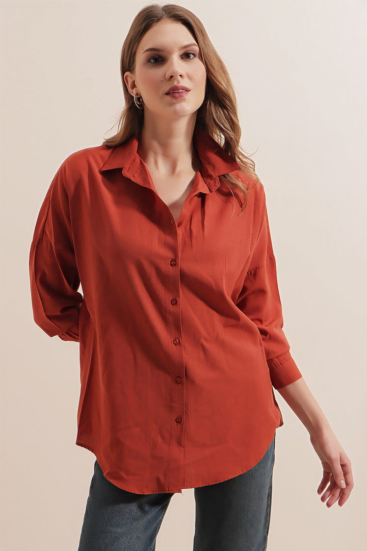 Bigdart Chemise basique oversize longue 3900 - Brique