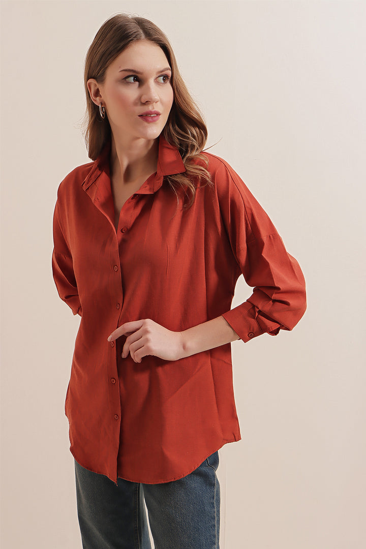 Bigdart Chemise basique oversize longue 3900 - Brique