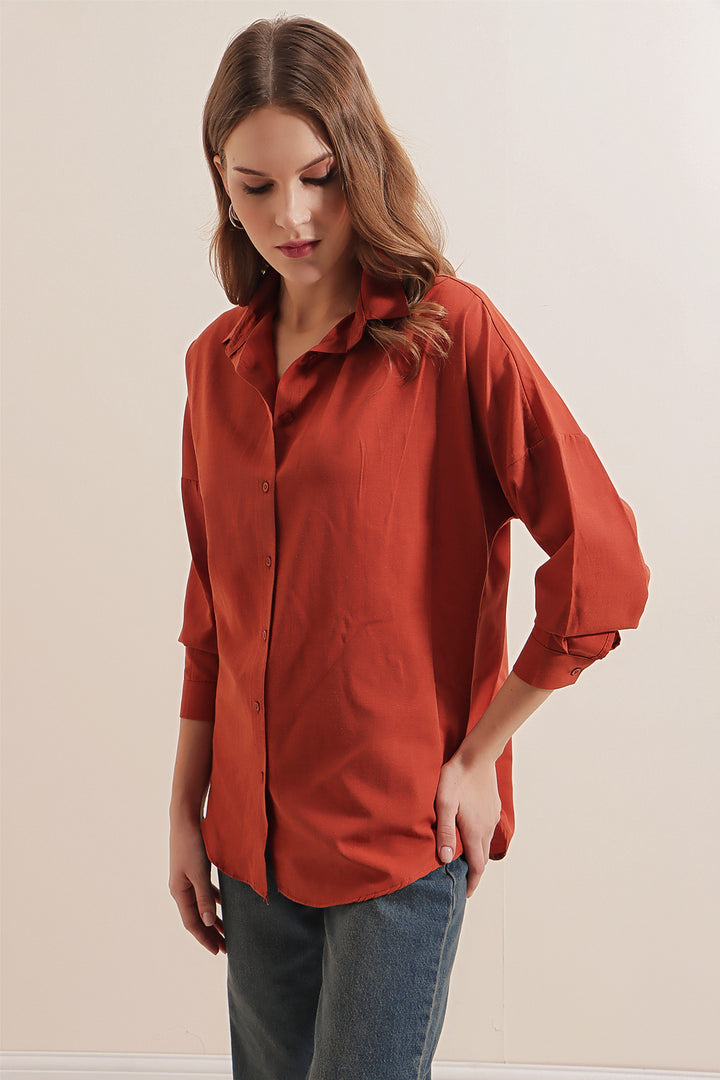 Bigdart Chemise basique oversize longue 3900 - Brique