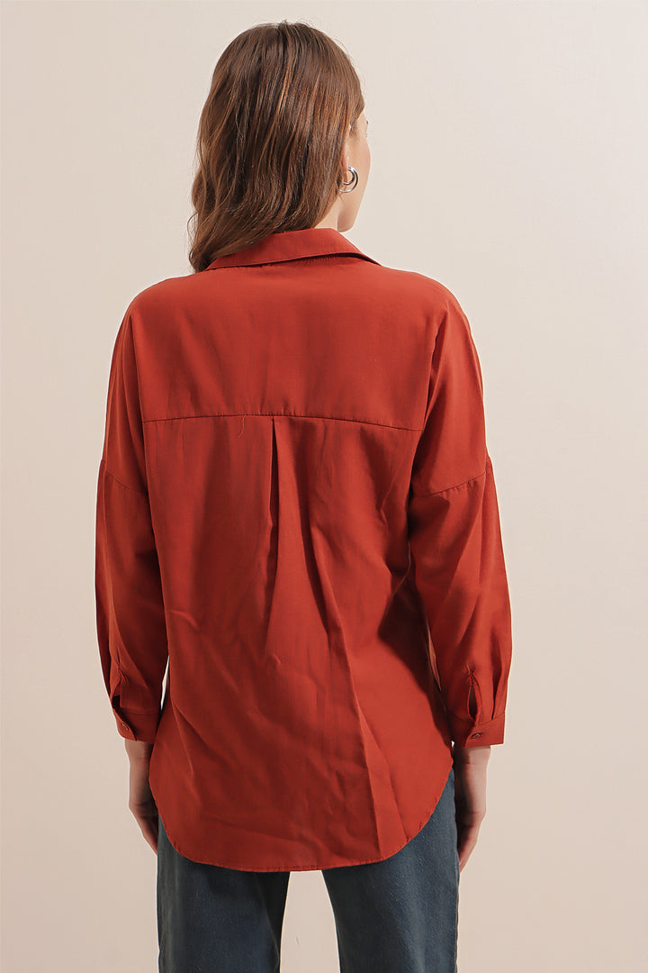 Bigdart 3900 Chemise Basique Longue Oversize - Terre cuite