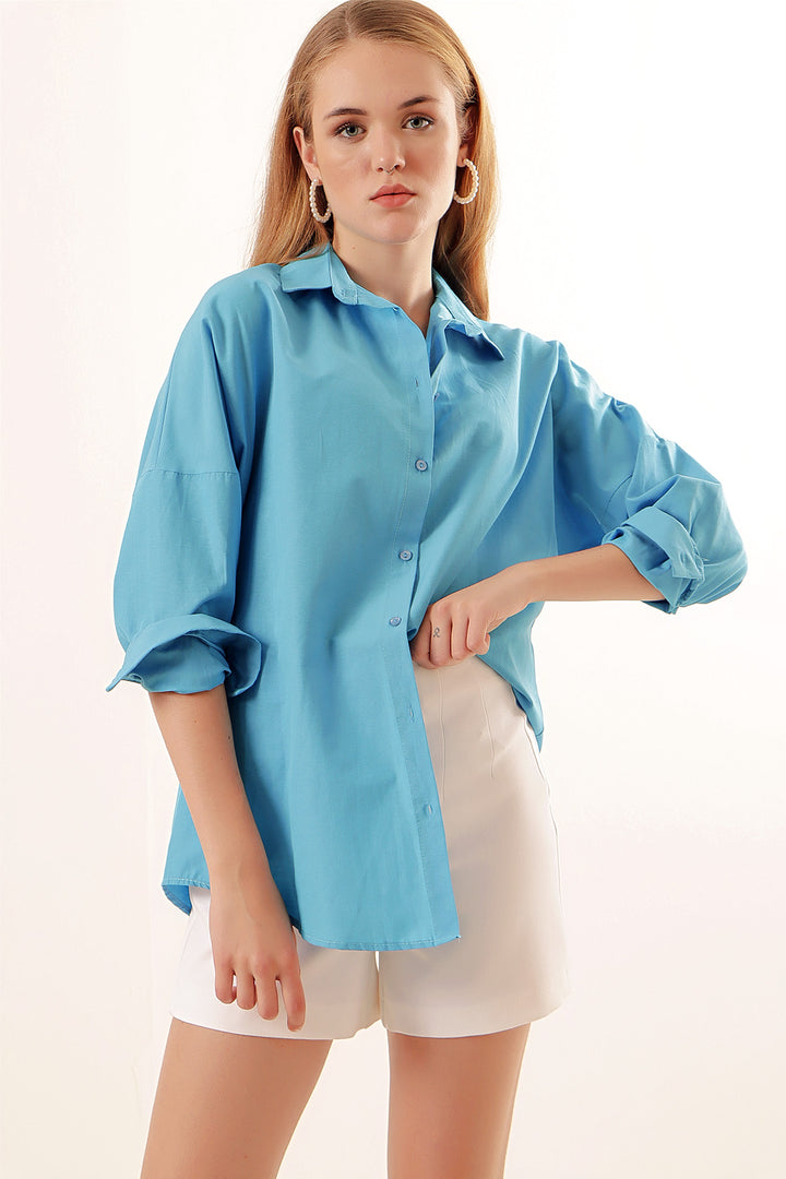 Bigdart Chemisier basique long oversize 3900 - Foncé Bleu