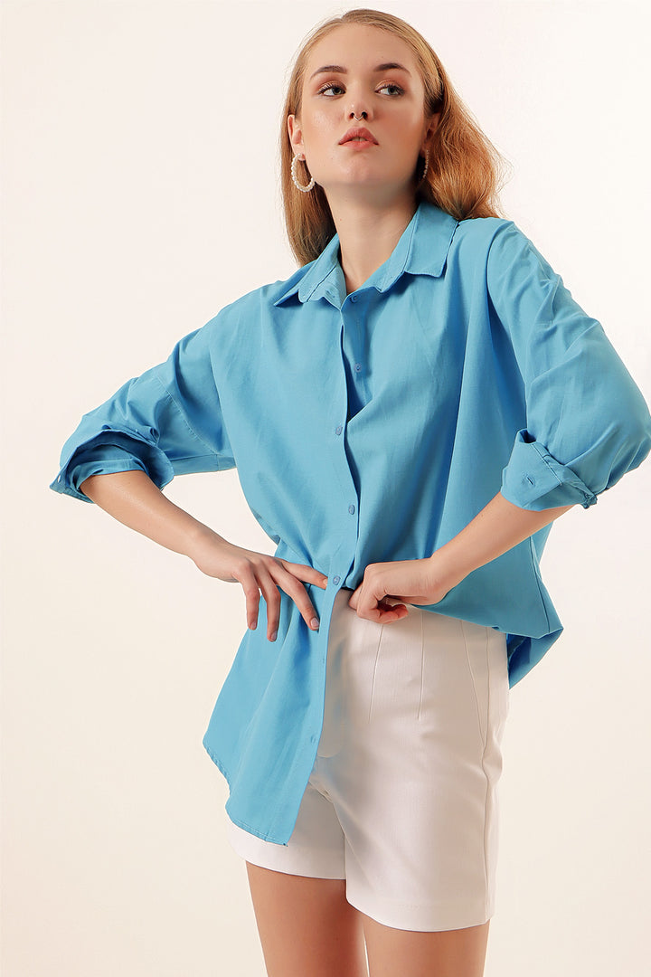 Bigdart Chemisier basique long oversize 3900 - Foncé Bleu