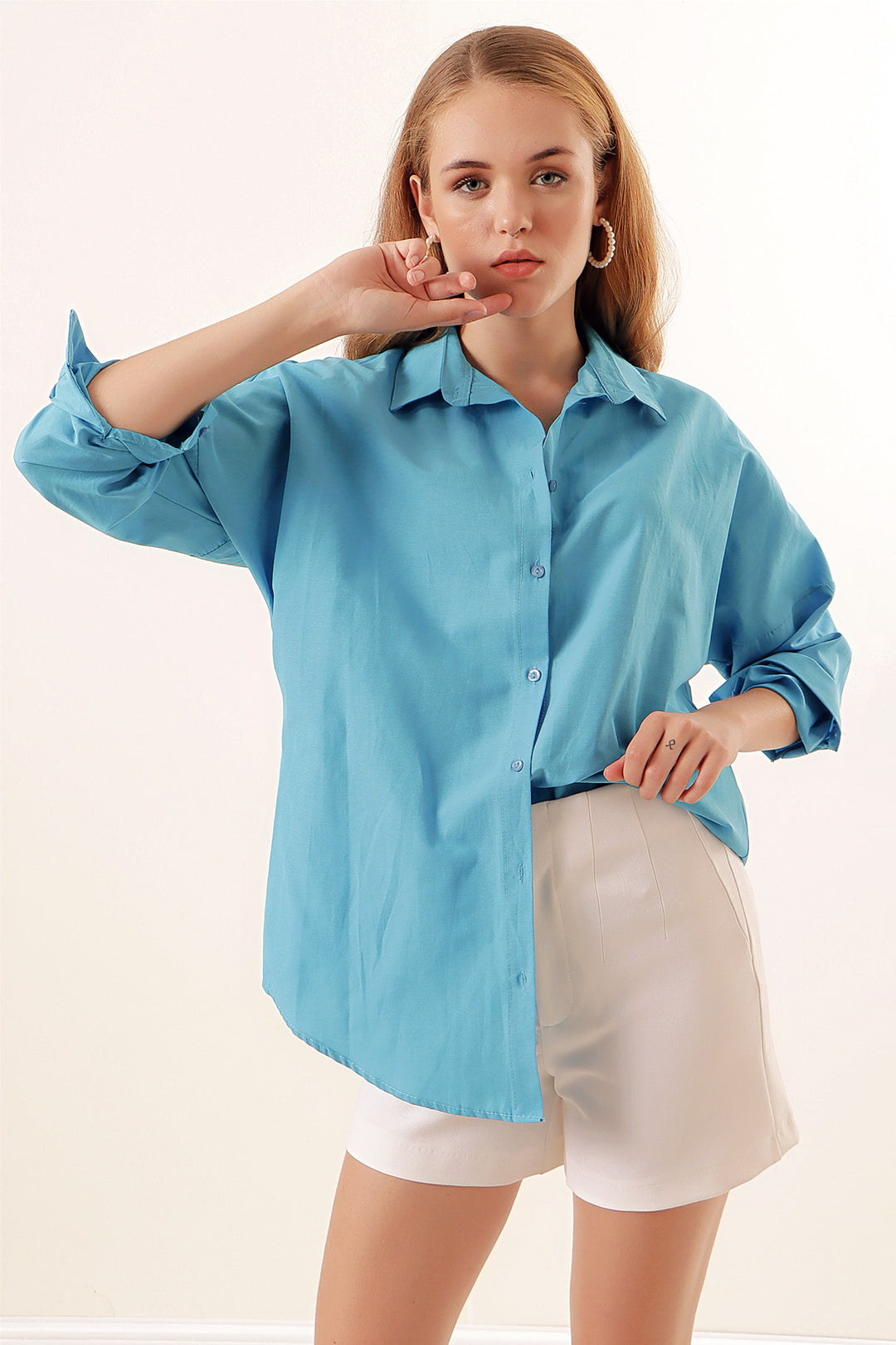 Bigdart Chemisier basique long oversize 3900 - Foncé Bleu