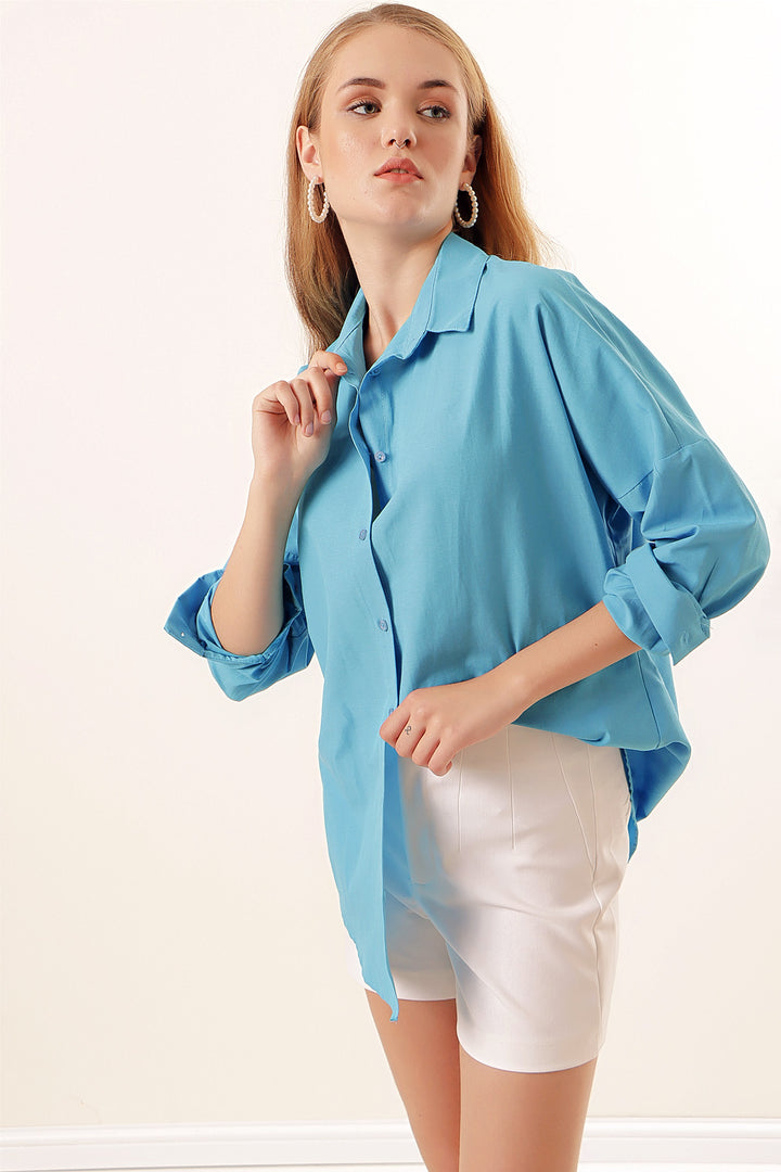 Bigdart Chemisier basique long oversize 3900 - Foncé Bleu