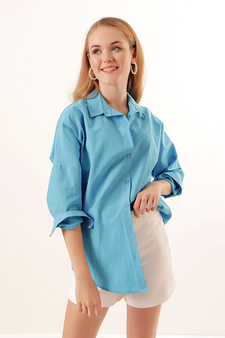 Bigdart Chemisier basique long oversize 3900 - Foncé Bleu