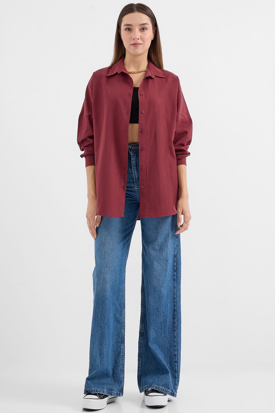 Bigdart Chemise basique longue oversize 3900 - mürdüm