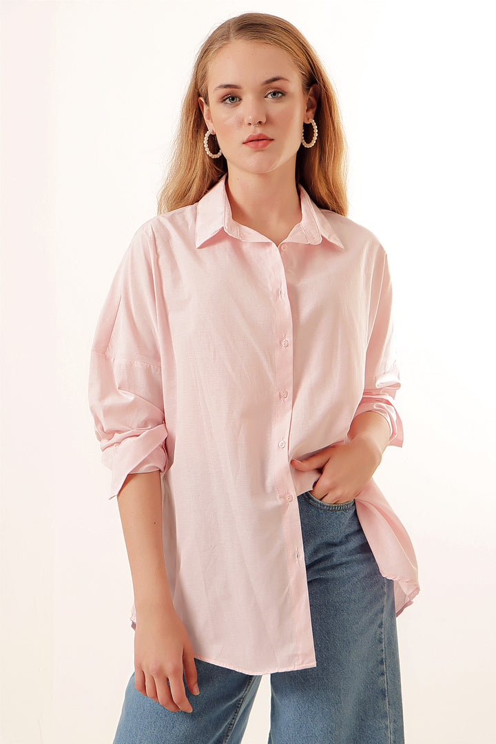 Bigdart Chemise basique longue oversize 3900 - Poudre