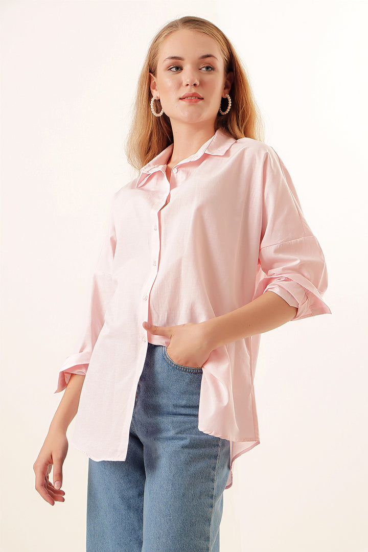 Bigdart 3900 Chemise basique longue oversize - Poudré