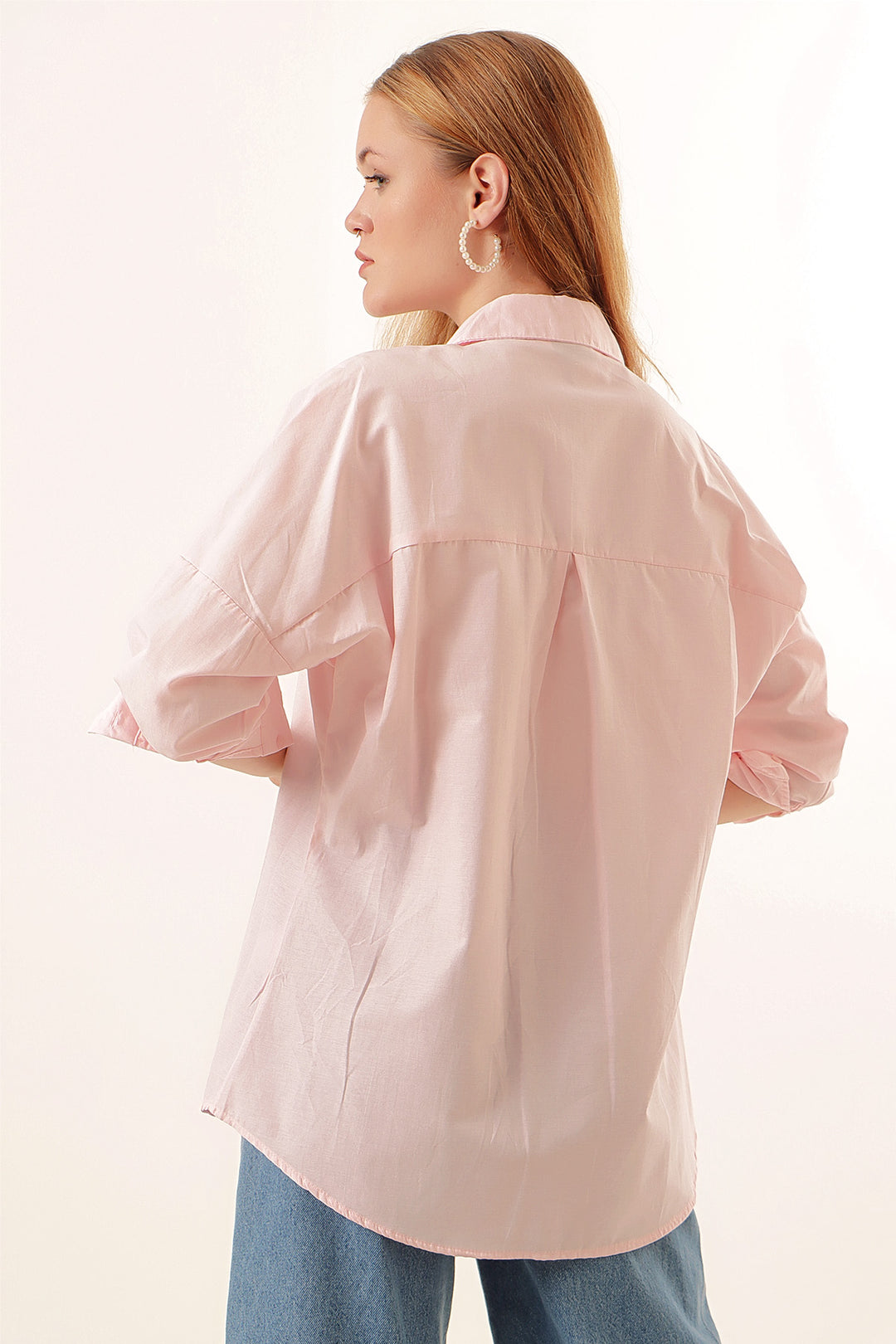 Bigdart 3900 Chemise basique longue oversize - Poudré