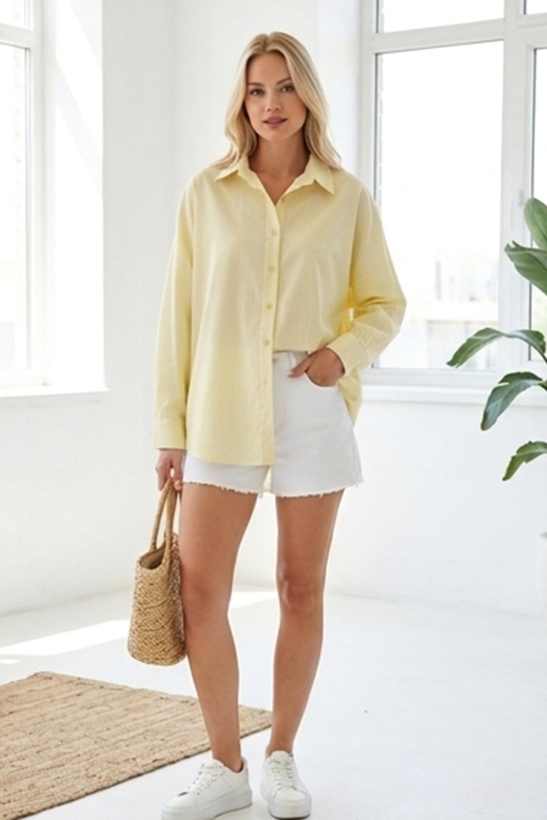 Bigdart 3900 Chemise basique longue oversize - y.Jaune