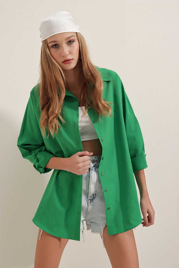 Bigdart Chemise Basique Longue Oversize 3900 - Vert