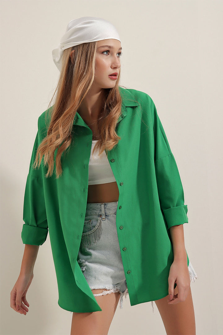 Bigdart Chemise Basique Longue Oversize 3900 - Vert