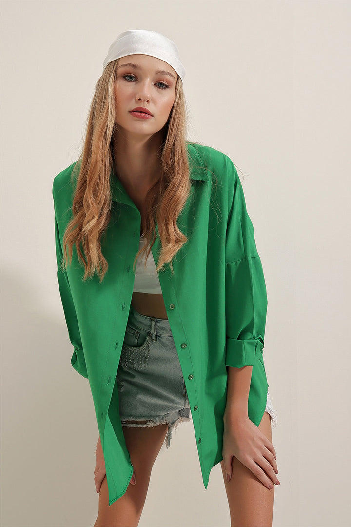 Bigdart Chemise Basique Longue Oversize 3900 - Vert