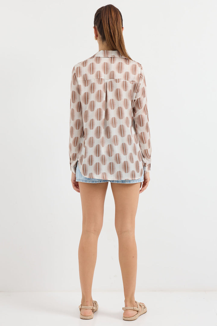 Bigdart 3964 Chemise en Satin Légèrement Détendue - Marron clair